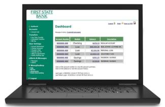 FSB Online banking displayed on laptop