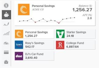 Shot of multiple financial accounts on one screen.